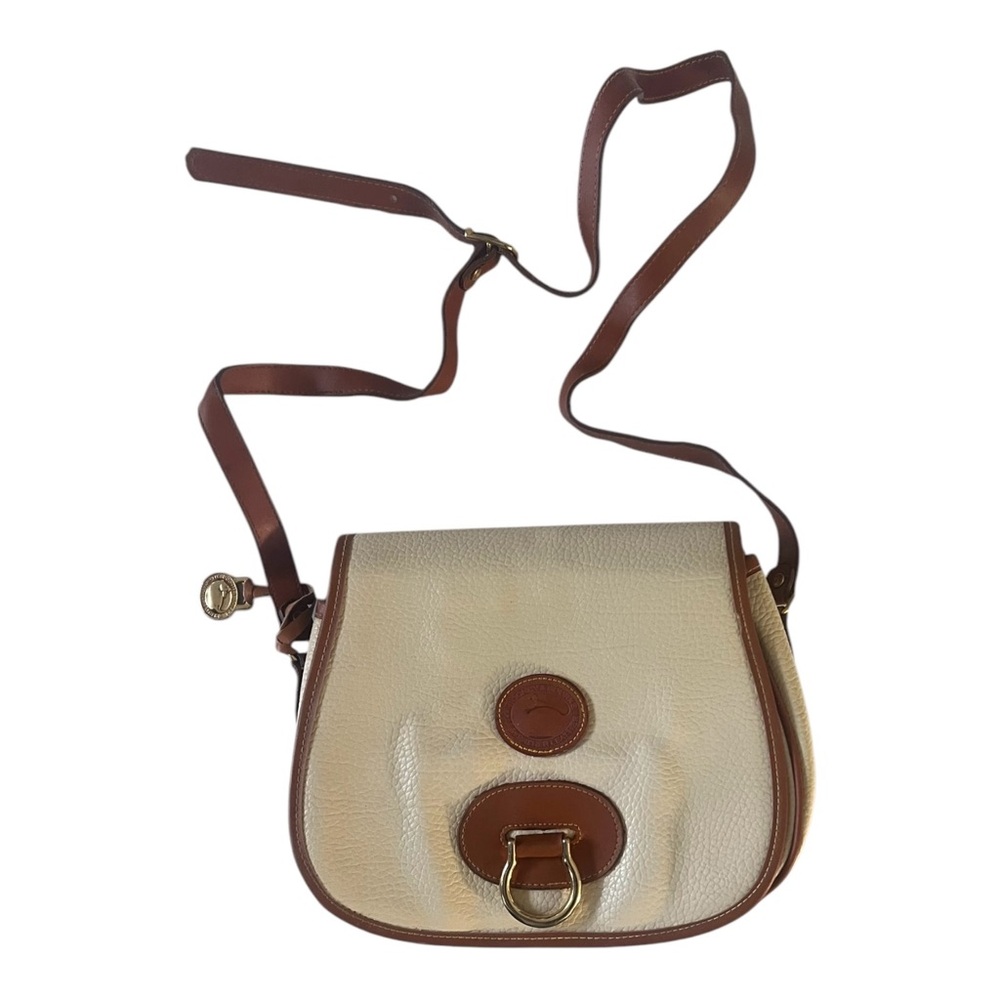 Vintage Dooney & Bourke Small Crossbody Belt Bag Tan/Brown All Weather Leather - Picture 2 of 13